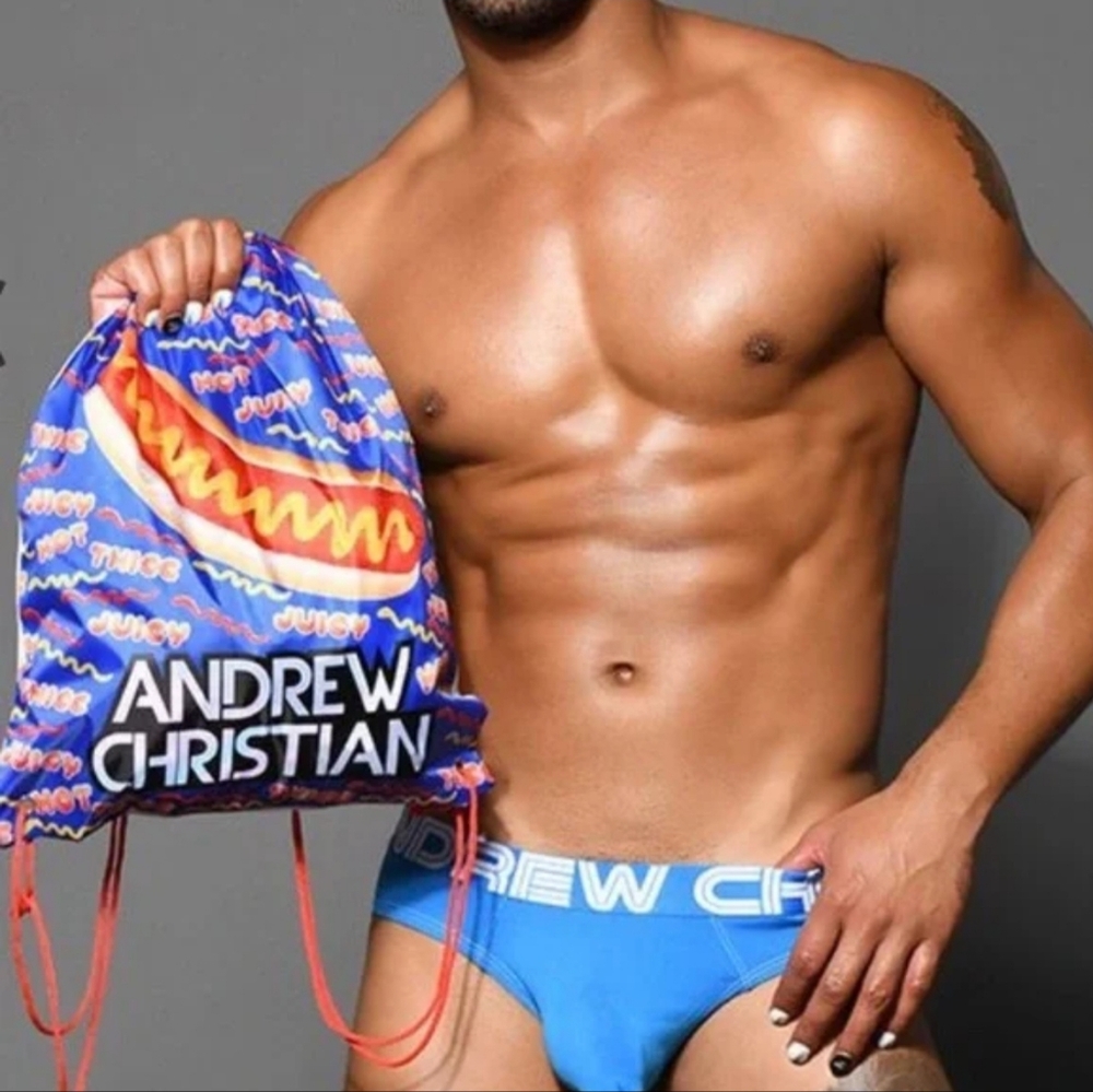 Andrew Christian Limited Drawstring Cinch/Backpack logo lightweight NEW No Tags
